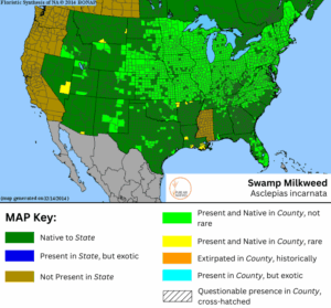 Swamp Milkweed native range