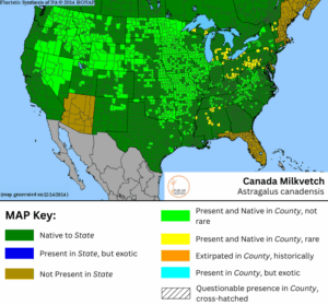 Canada Milkvetch native range
