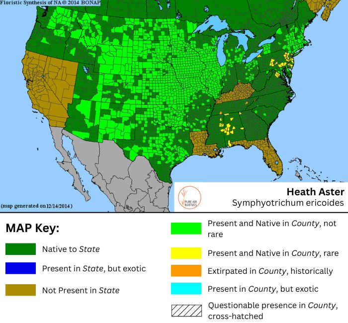 Symphyotrichum ericoides native range map